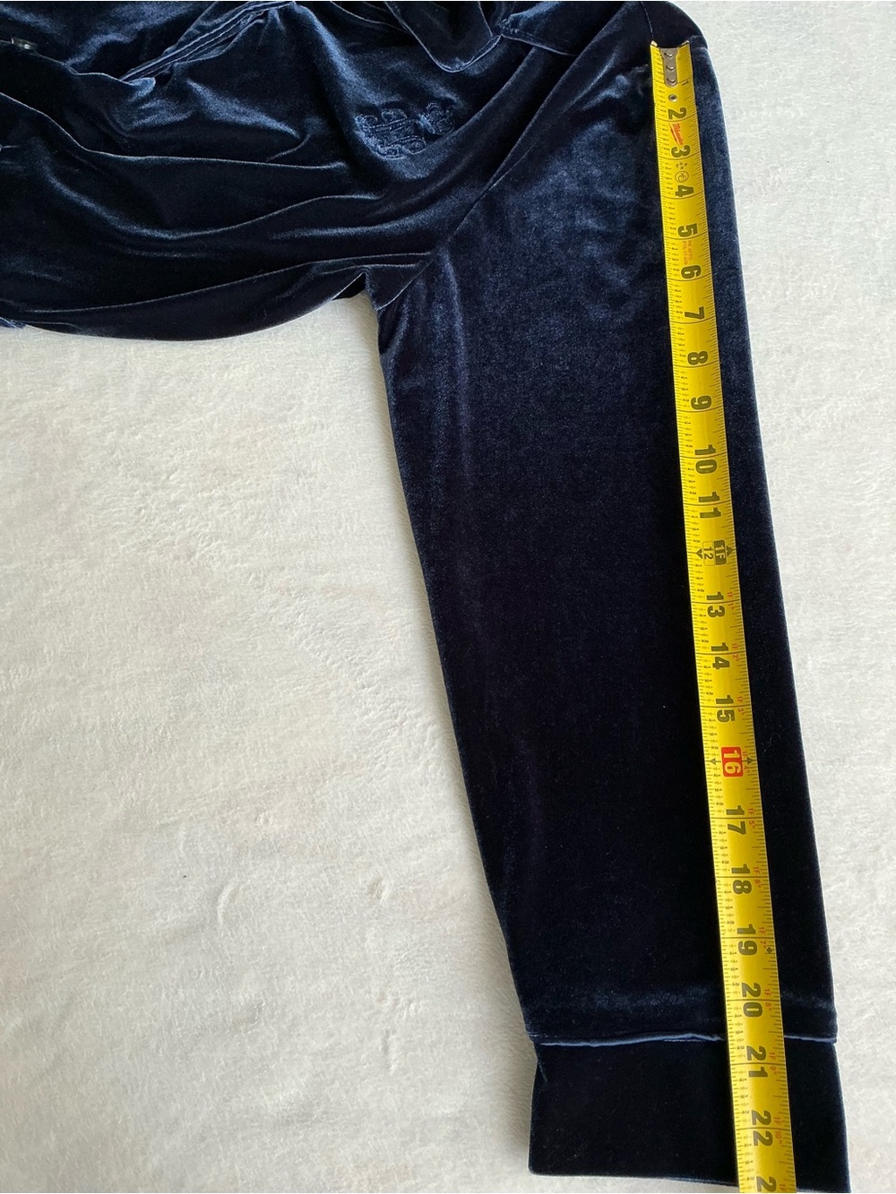 Lauren Ralph Lauren Navy Blue Velvet Pajama Top Notch Collar Shirt L - Picture 14 of 14